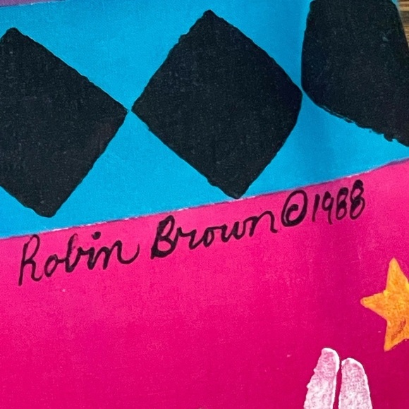 Portable Art by Robin Brown Hand-Painted Dress, 1988 Vintage One of a Kind Large - Picture 3 of 16